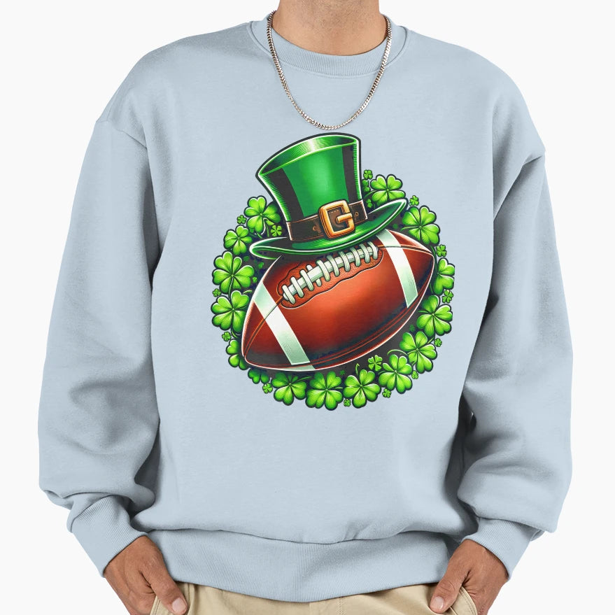 St Patricks Day Football Clover Sweatshirt - Minimalist Print for Adults - T-Shirt, Sweatshirt, Hoodie