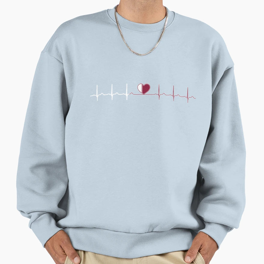 Heartbeat Qatar Sweatshirt - Casual Everyday Wear Unisex - T-Shirt, Sweatshirt, Hoodie