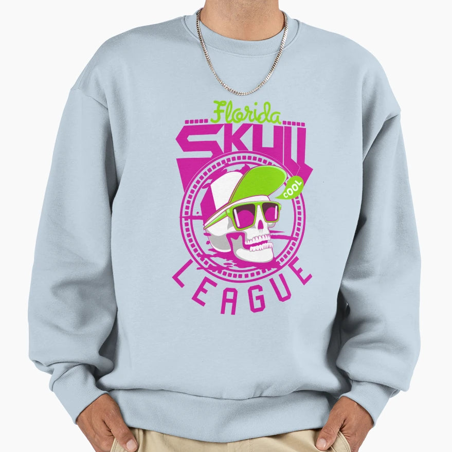 Florida Skull League Neon Skater Sweatshirt - Aesthetic Graphic Men Women - T-Shirt, Sweatshirt, Hoodie