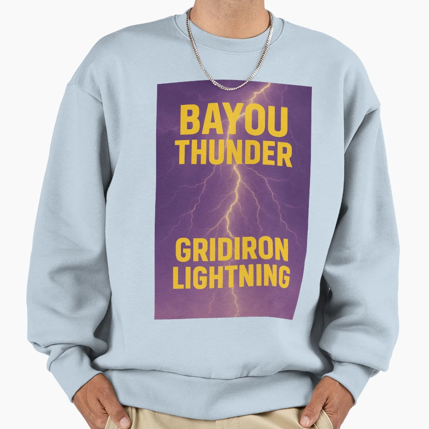 College Bayou Thunder Gridiron Sweatshirt - Fun Novelty Design Unisex - T-Shirt, Sweatshirt, Hoodie