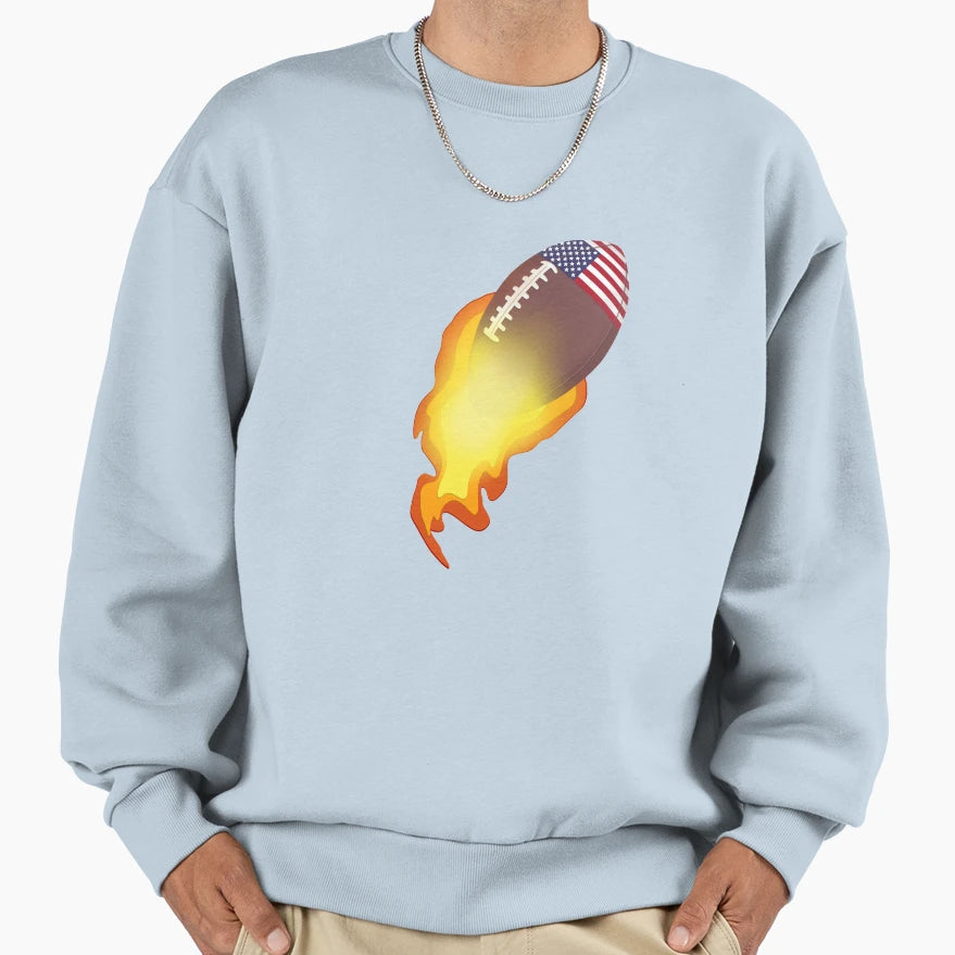 American Football Flames Sweatshirt - Unique Graphic Men Women - T-Shirt, Sweatshirt, Hoodie