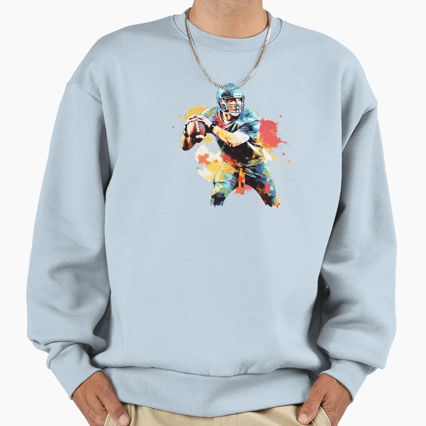 Quarterback Paint Splatter Sweatshirt - Custom Art Print for Adults - T-Shirt, Sweatshirt, Hoodie