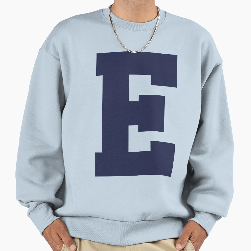 Alphabet Marine Blue E Sports Sweatshirt - Unique Graphic for Adults - T-Shirt, Sweatshirt, Hoodie