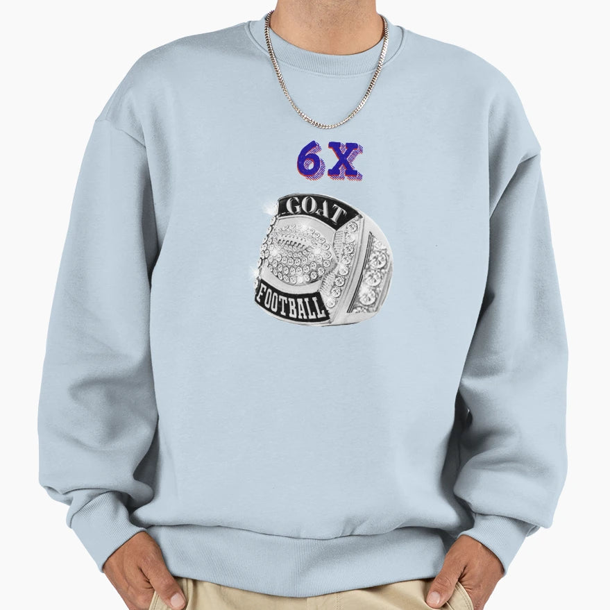 6X Champions Ring Goat Football Sweatshirt - Fun Novelty Design Men Women - T-Shirt, Sweatshirt, Hoodie