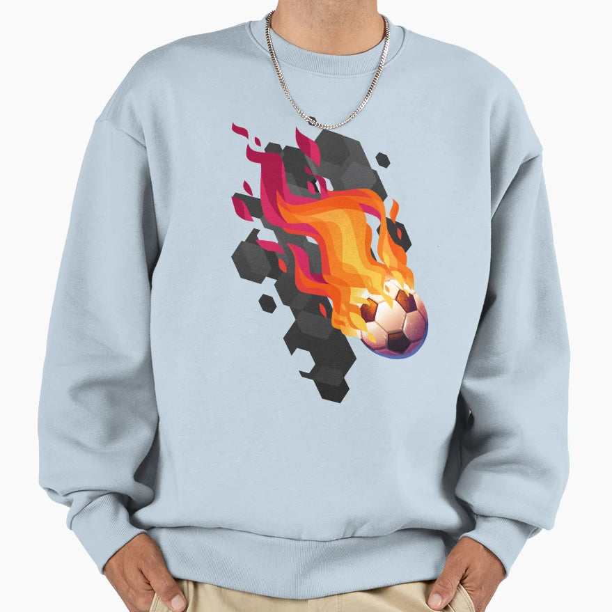 Flaming Football Sweatshirt - Custom Art Print Men Women - T-Shirt, Sweatshirt, Hoodie