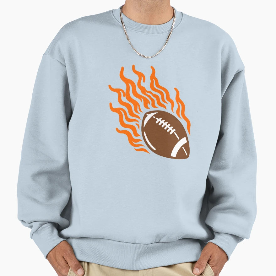 Flaming Football High Speed Sports Sweatshirt - Minimalist Print Unisex - T-Shirt, Sweatshirt, Hoodie