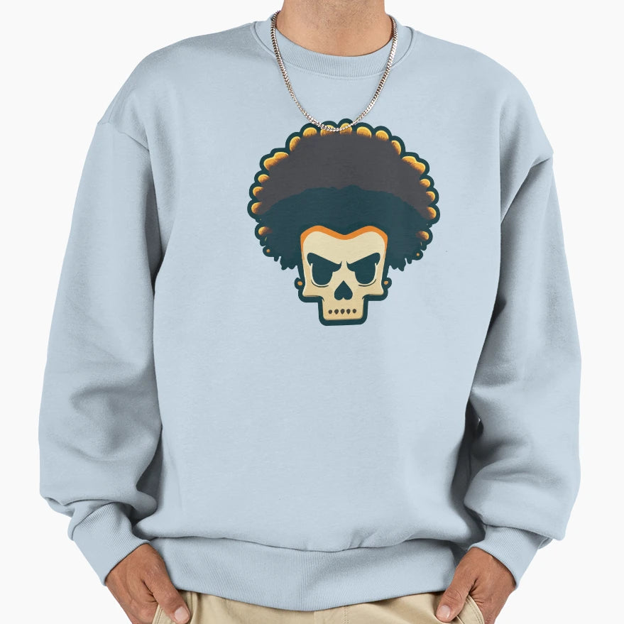 Skull Afro Hairstyle Ver 2 Sweatshirt - Trendy Graphic Men Women - T-Shirt, Sweatshirt, Hoodie