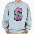 3D Neon Letter S Typography Sweatshirt - Graphic Print for Adults - T-Shirt, Sweatshirt, Hoodie