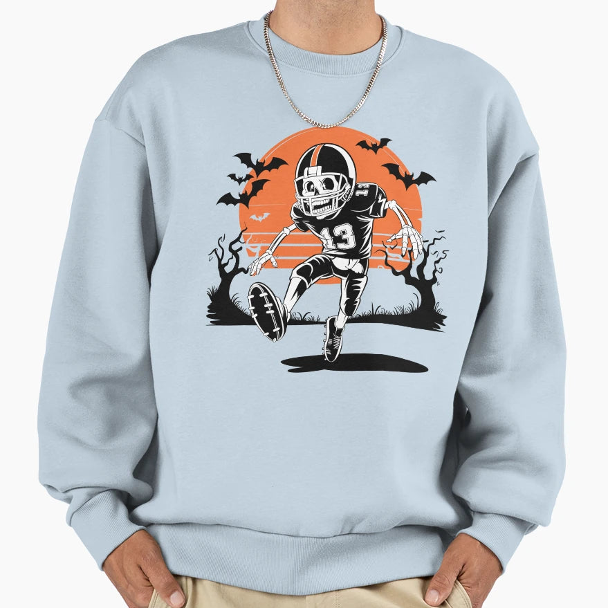 Skeleton Football Player Bat Sweatshirt - Minimalist Print for Adults - T-Shirt, Sweatshirt, Hoodie