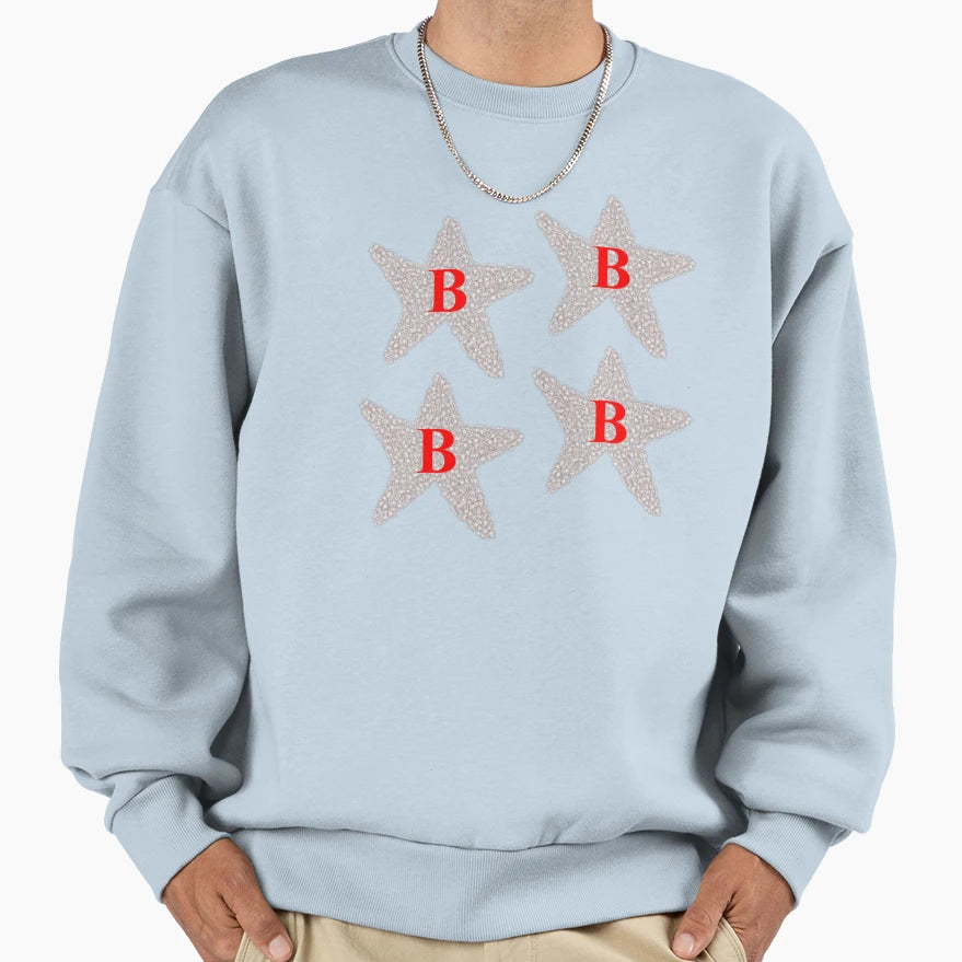 Set 4 B Grade Silver Stars Sweatshirt - Aesthetic Graphic Men Women - T-Shirt, Sweatshirt, Hoodie