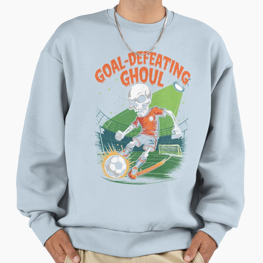 Goal Defeating Ghoul Skeleton Sweatshirt - Minimalist Print for Adults - T-Shirt, Sweatshirt, Hoodie