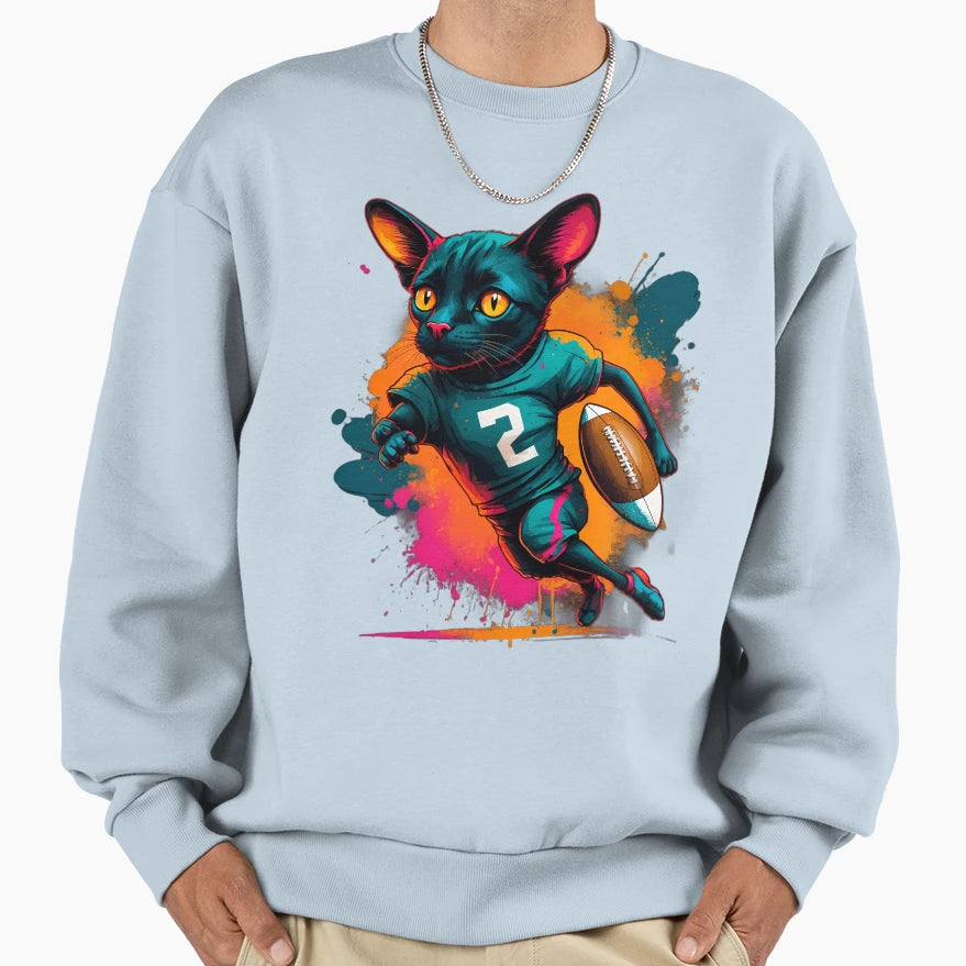 Black Bombay Cat Playing Sweatshirt - Casual Everyday Wear Men Women - T-Shirt, Sweatshirt, Hoodie