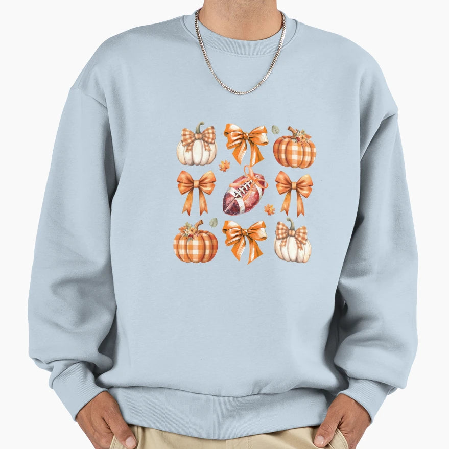 Coquette Bow Pumpkin Season Sweatshirt - Fun Novelty Design for Adults - T-Shirt, Sweatshirt, Hoodie