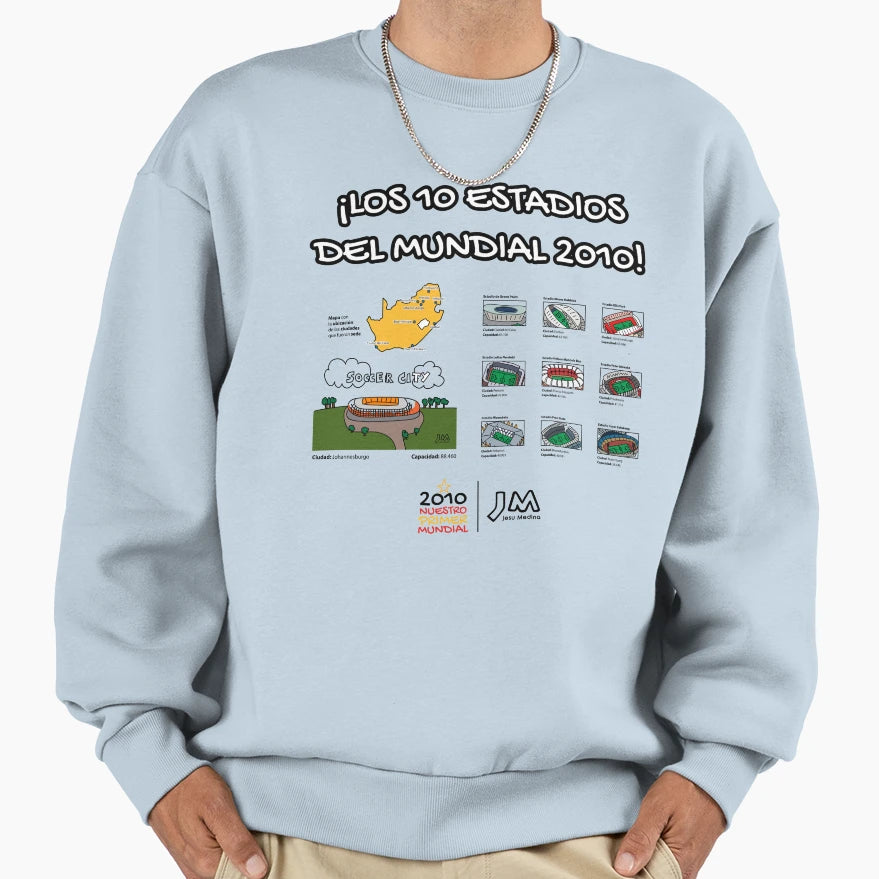 10 Stadiums 2010 Soccer World Cup Sweatshirt - Trendy Graphic for Adults - T-Shirt, Sweatshirt, Hoodie