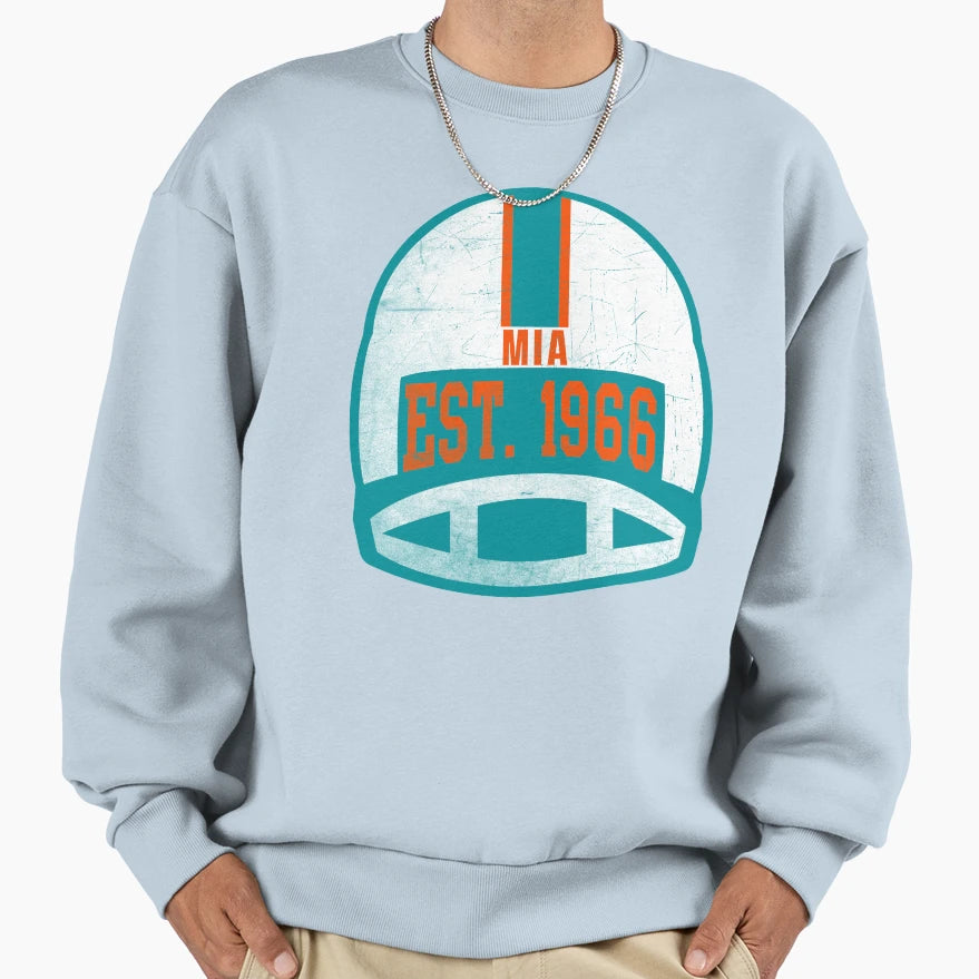 Miami Throwback Football Helmet Sweatshirt - Custom Art Print for Adults - T-Shirt, Sweatshirt, Hoodie