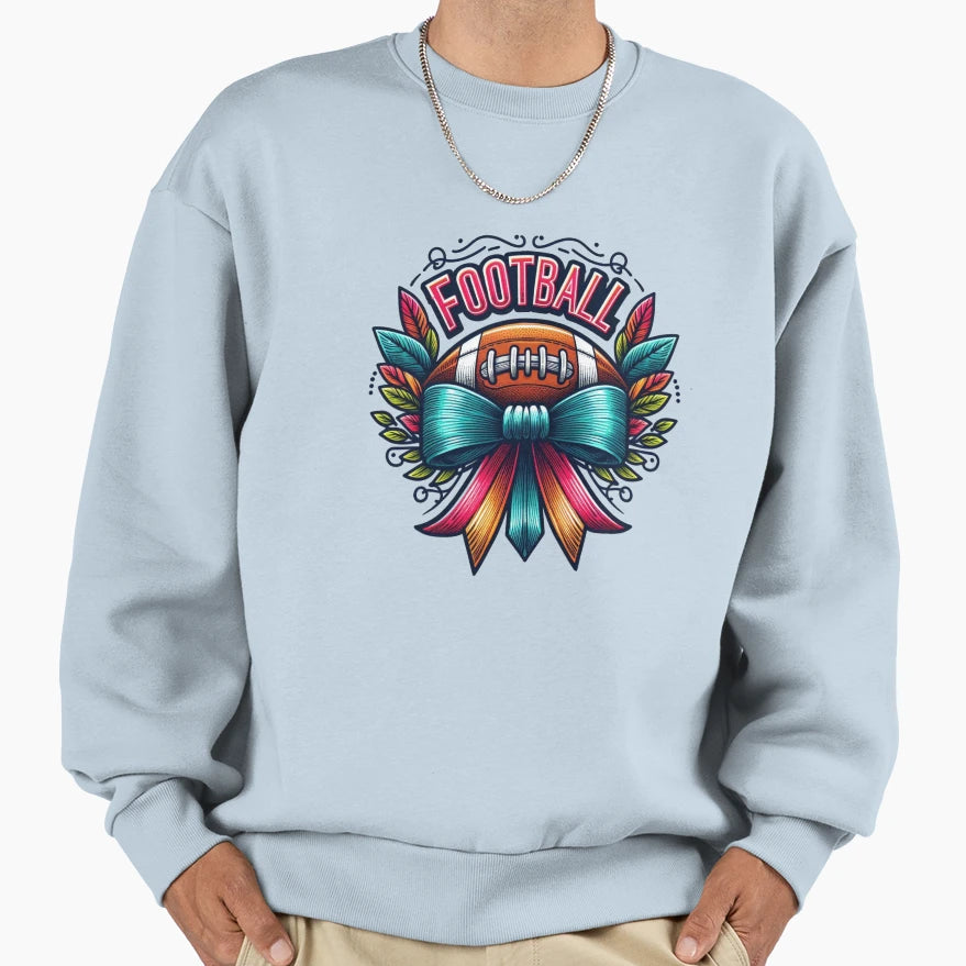 Football Mom Bow Sweatshirt - Unique Graphic Men Women - T-Shirt, Sweatshirt, Hoodie