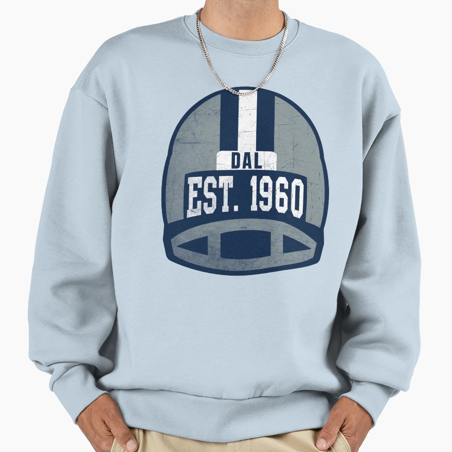 Dallas Throwback Football Helmet Sweatshirt - Fun Novelty Design Men Women - T-Shirt, Sweatshirt, Hoodie