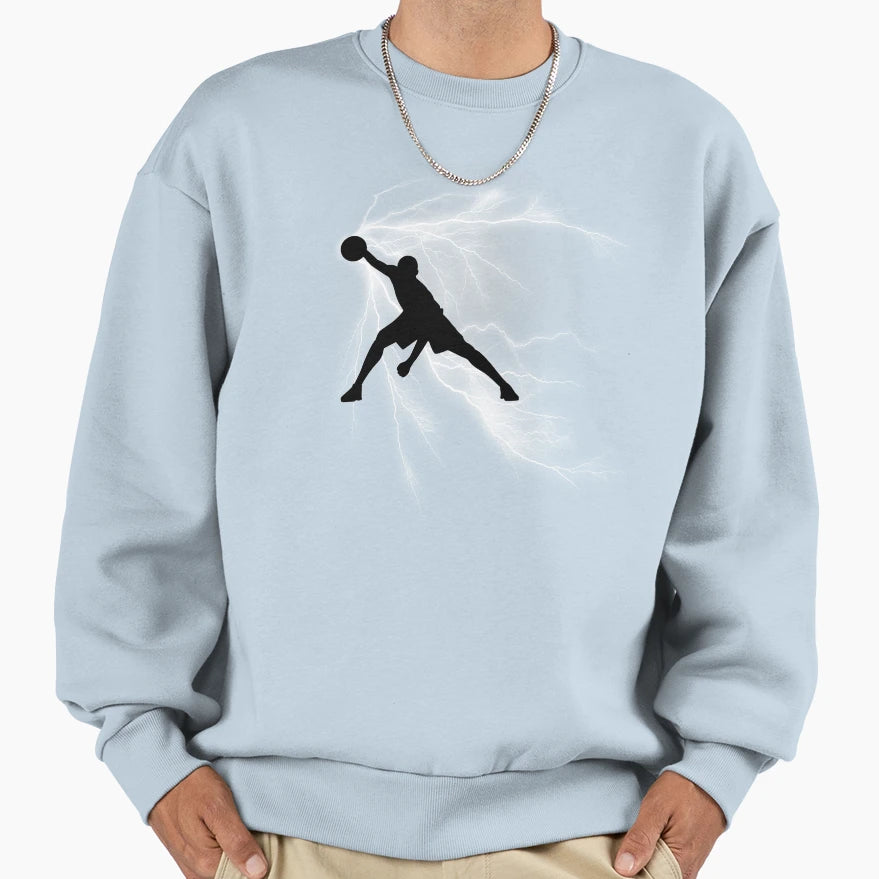 Basketball Player Lightning Sweatshirt - Fun Novelty Design Men Women - T-Shirt, Sweatshirt, Hoodie