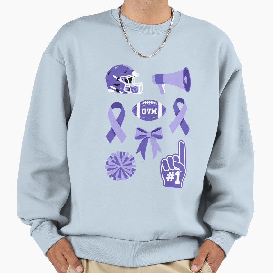 Purple Football Cheer Pancreatic Sweatshirt - Streetwear Style Men Women - T-Shirt, Sweatshirt, Hoodie