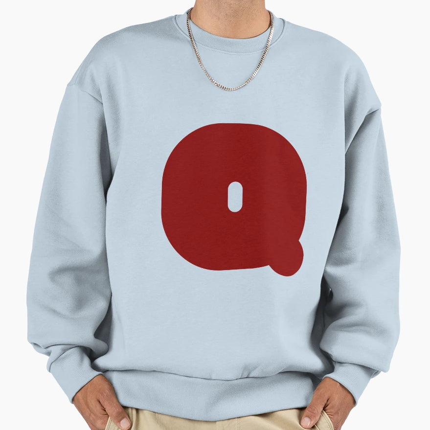 Alphabet Q Capital Letters Maroon Sweatshirt - Minimalist Print for Adults - T-Shirt, Sweatshirt, Hoodie