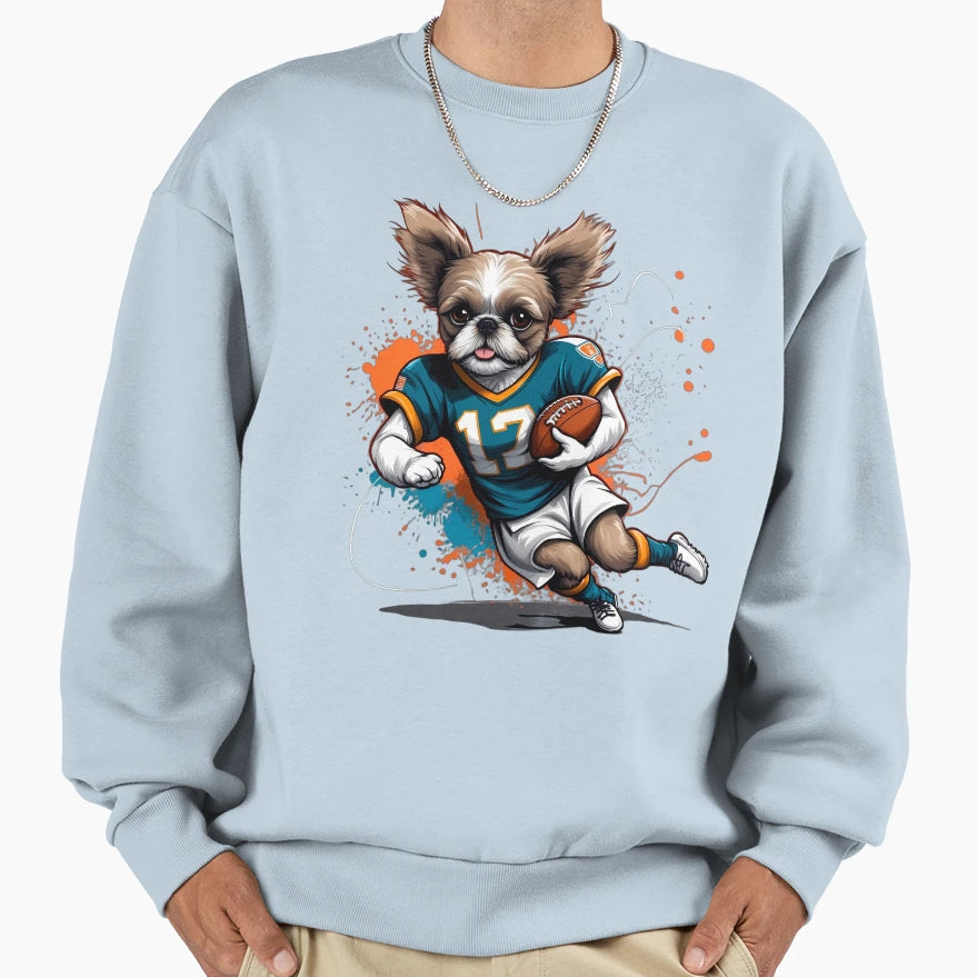 Shih Tzu Dog Playing American Sweatshirt - Streetwear Style for Adults - T-Shirt, Sweatshirt, Hoodie