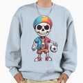 Cartoon Skull Playing Soccer Sweatshirt - Minimalist Print Men Women - T-Shirt, Sweatshirt, Hoodie
