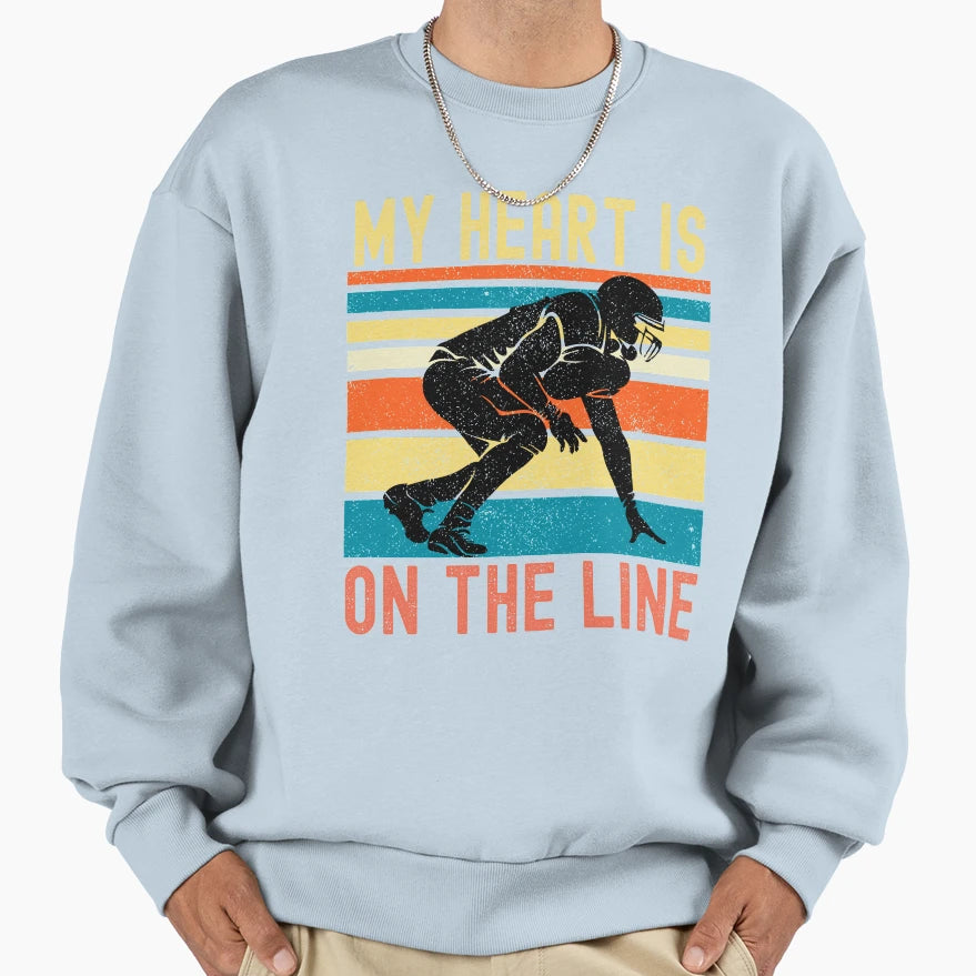 My Heart Is Line Football Offense Sweatshirt - Minimalist Print for Adults - T-Shirt, Sweatshirt, Hoodie
