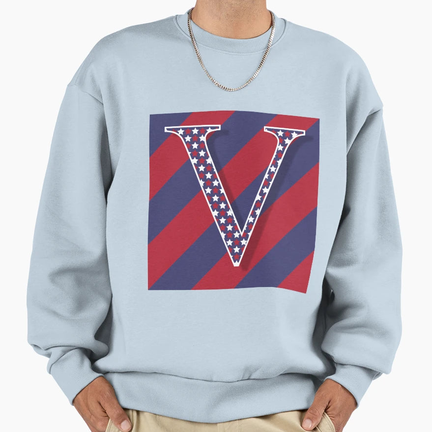 Letter V Americana Old Glory Red Sweatshirt - Novelty Apparel for Adults - T-Shirt, Sweatshirt, Hoodie