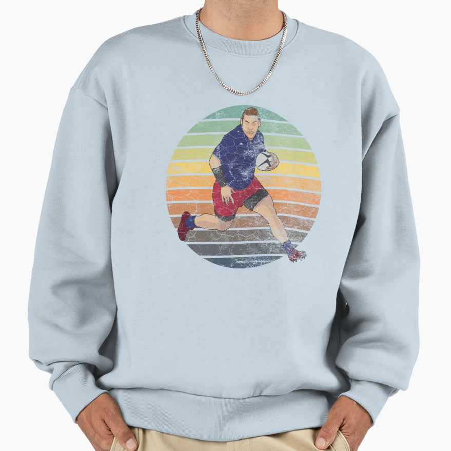 Rugby Player Sunset Grunge Texture Sweatshirt - Unique Graphic Men Women - T-Shirt, Sweatshirt, Hoodie