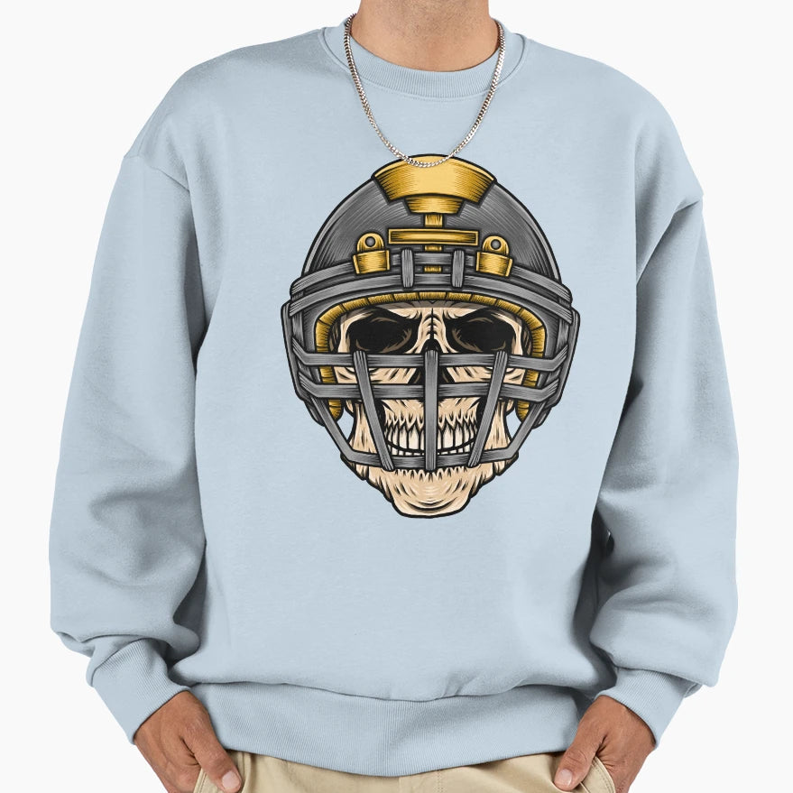 Skull Football Helmet Illustration Sweatshirt - Unique Graphic for Adults - T-Shirt, Sweatshirt, Hoodie