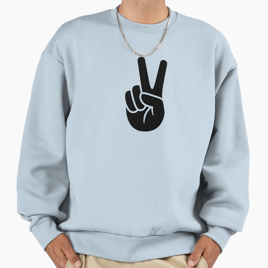 Hand Peace Sign Or Victory Sign Simple Sweatshirt - Trendy Graphic Unisex - T-Shirt, Sweatshirt, Hoodie