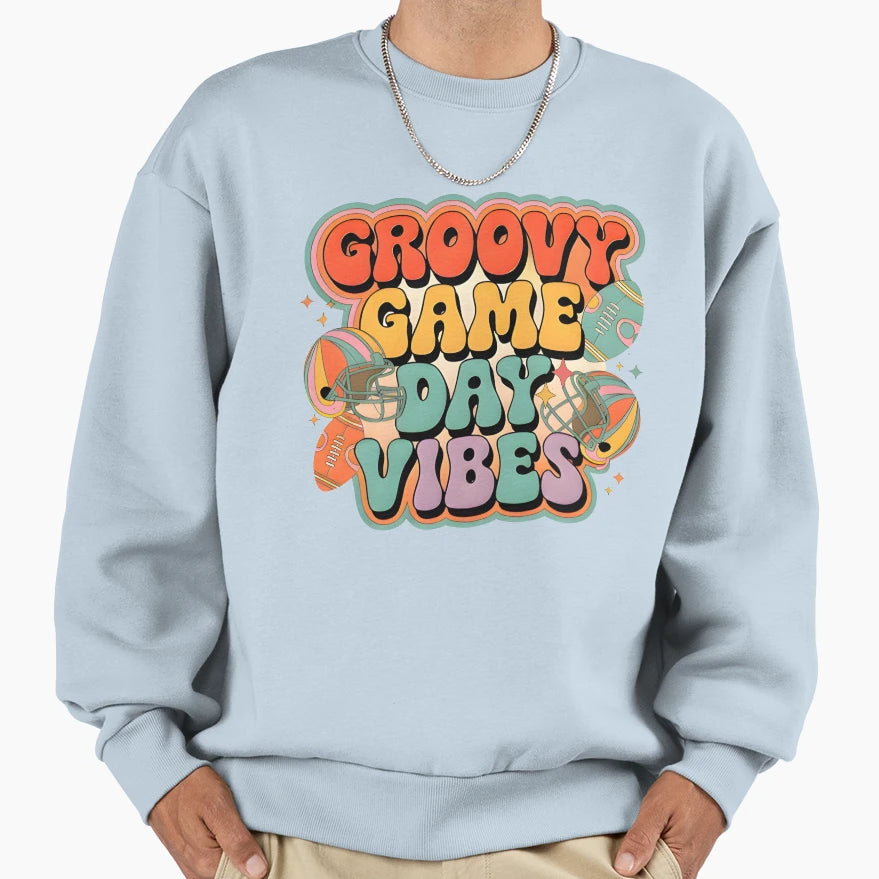 Groovy Football Vibes 70S Sweatshirt - Casual Everyday Wear Men Women - T-Shirt, Sweatshirt, Hoodie