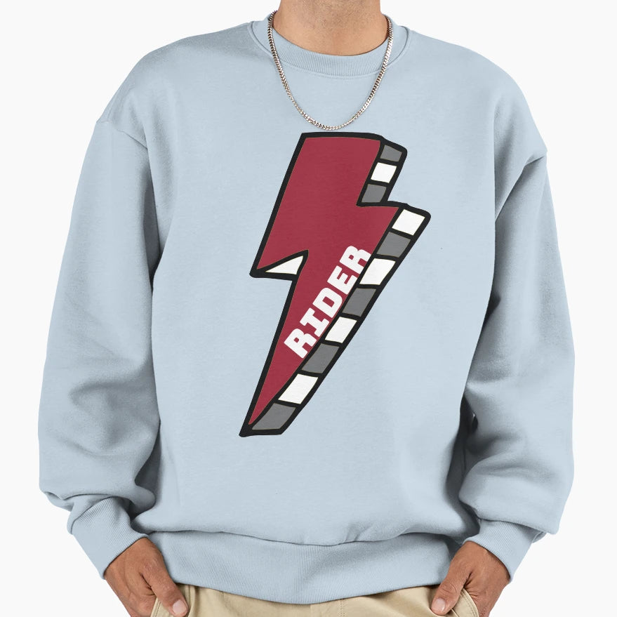 Rider University Lightning Bolt Sweatshirt - Graphic Print Unisex - T-Shirt, Sweatshirt, Hoodie