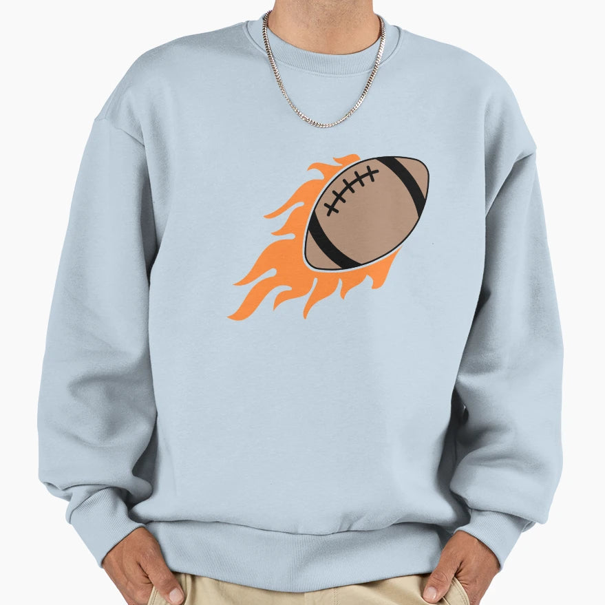 Flaming American Football Sweatshirt - Graphic Print for Adults - T-Shirt, Sweatshirt, Hoodie