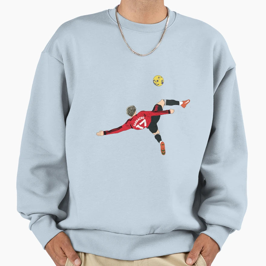 Alejandro Garnacho Bicycle Kick Sweatshirt - Trendy Graphic Men Women - T-Shirt, Sweatshirt, Hoodie