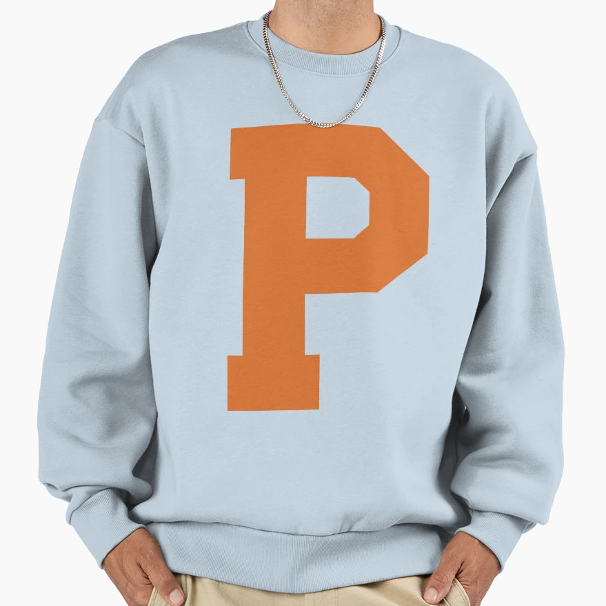 Alphabet Orange P Sports Letter P Sweatshirt - Trendy Graphic for Adults - T-Shirt, Sweatshirt, Hoodie