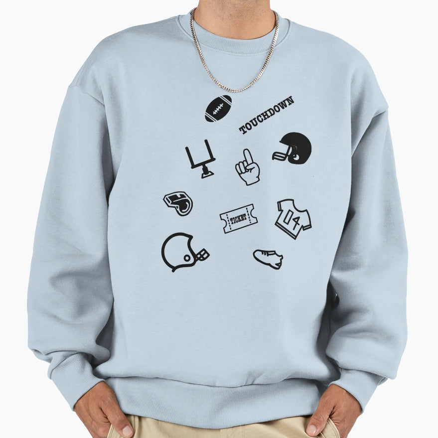 Football Theme Fan Pattern Black Sweatshirt - Fun Novelty Design Men Women - T-Shirt, Sweatshirt, Hoodie