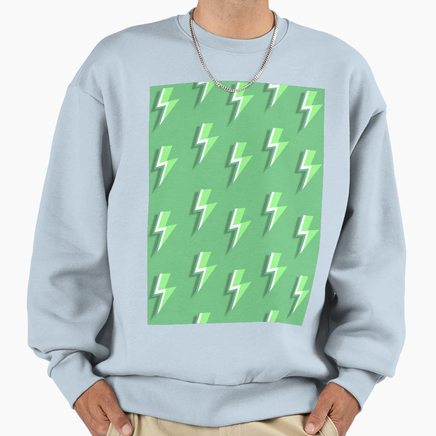 Green Lightning Bolt Pattern Sweatshirt - Custom Art Print Unisex - T-Shirt, Sweatshirt, Hoodie