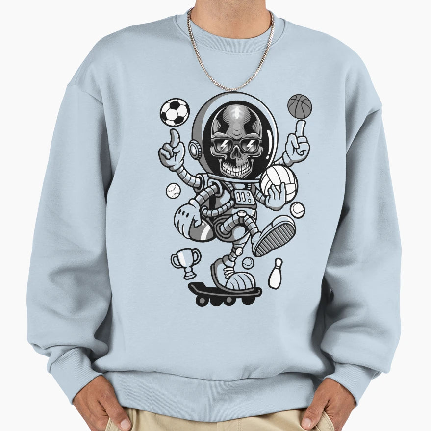 Astronaut Skull Skateboard Sweatshirt - Aesthetic Graphic Men Women - T-Shirt, Sweatshirt, Hoodie