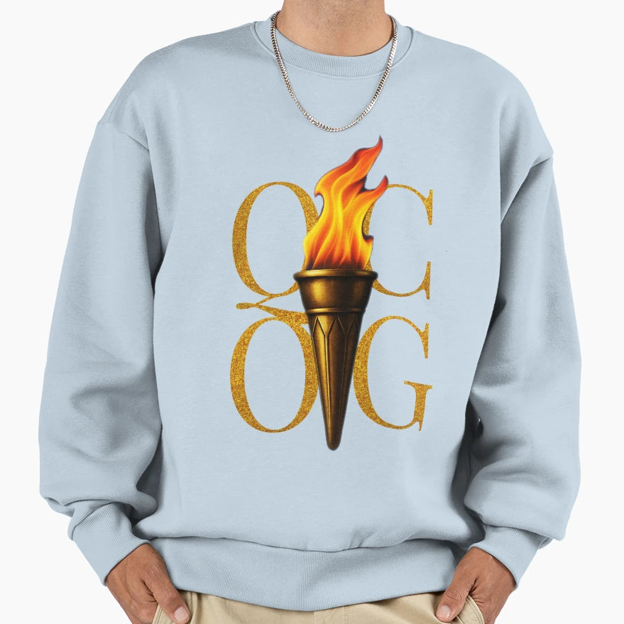 Qcog Gold Behind Torch Sweatshirt - Casual Everyday Wear Unisex - T-Shirt, Sweatshirt, Hoodie