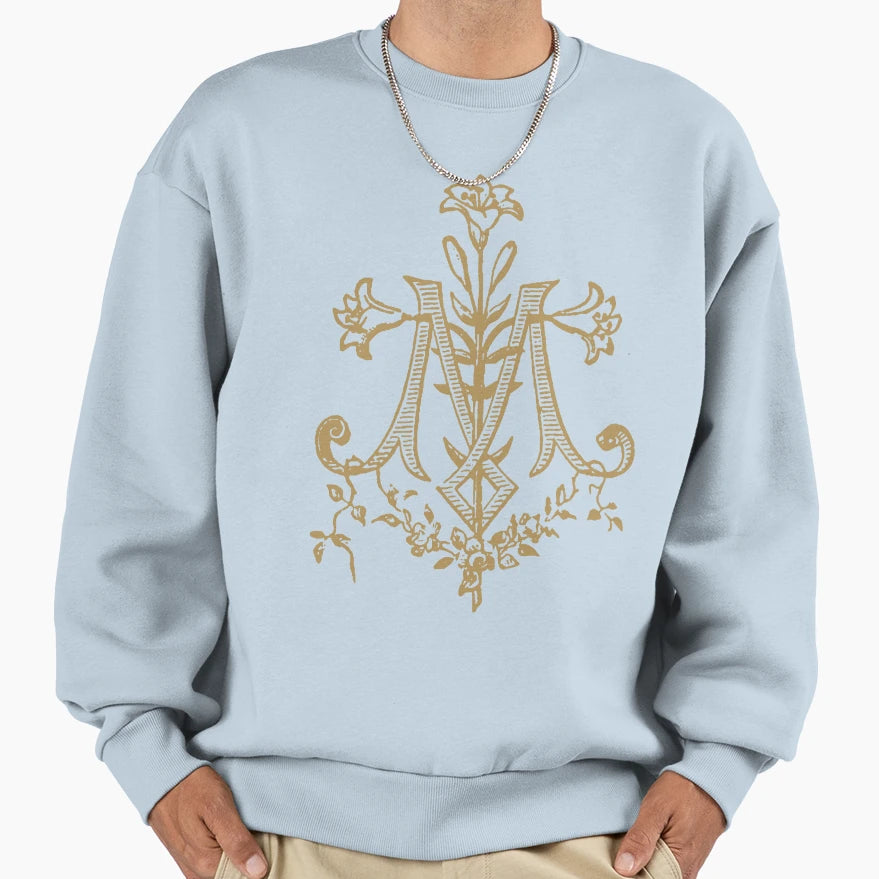 Virgin Mary Monogram Auspice Maria Sweatshirt - Trendy Graphic Unisex - T-Shirt, Sweatshirt, Hoodie