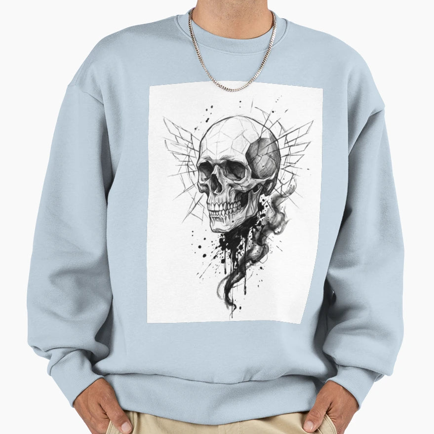 Skull Sweatshirt - Casual Everyday Wear Men Women - T-Shirt, Sweatshirt, Hoodie