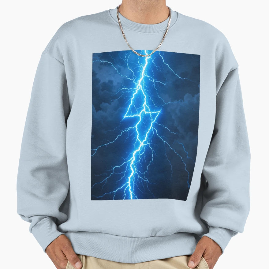 Electric Blue Lightning Bolt Sweatshirt - Casual Everyday Wear for Adults - T-Shirt, Sweatshirt, Hoodie