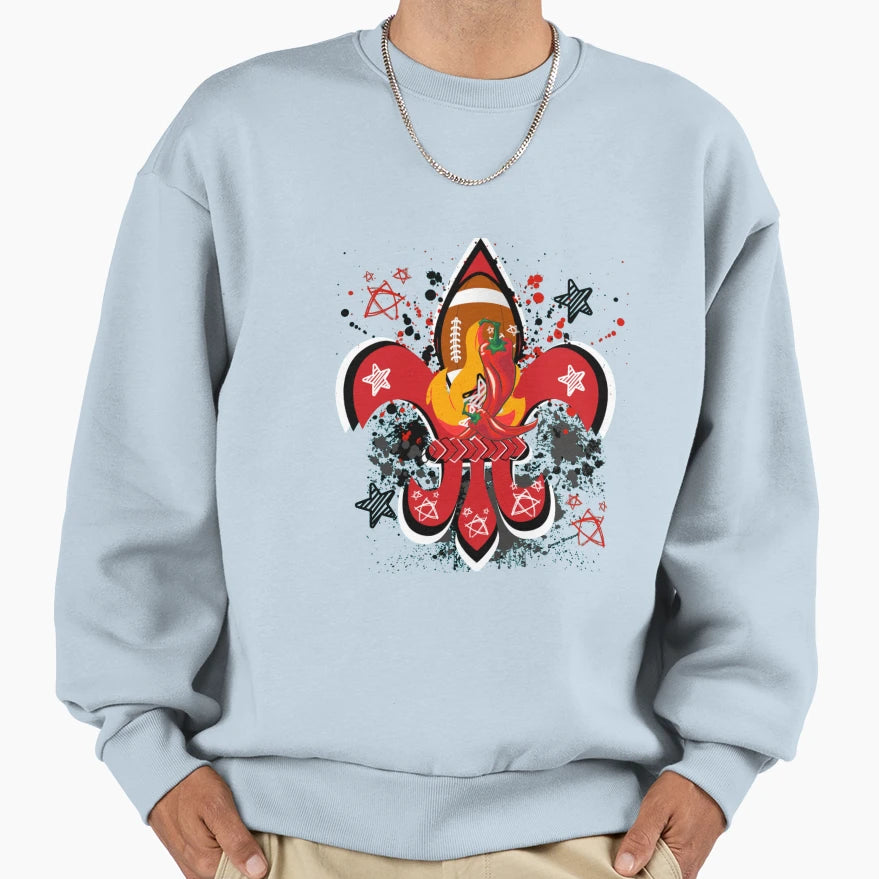 Fire Hot Red Chile Football Fleur D Sweatshirt - Trendy Graphic Men Women - T-Shirt, Sweatshirt, Hoodie