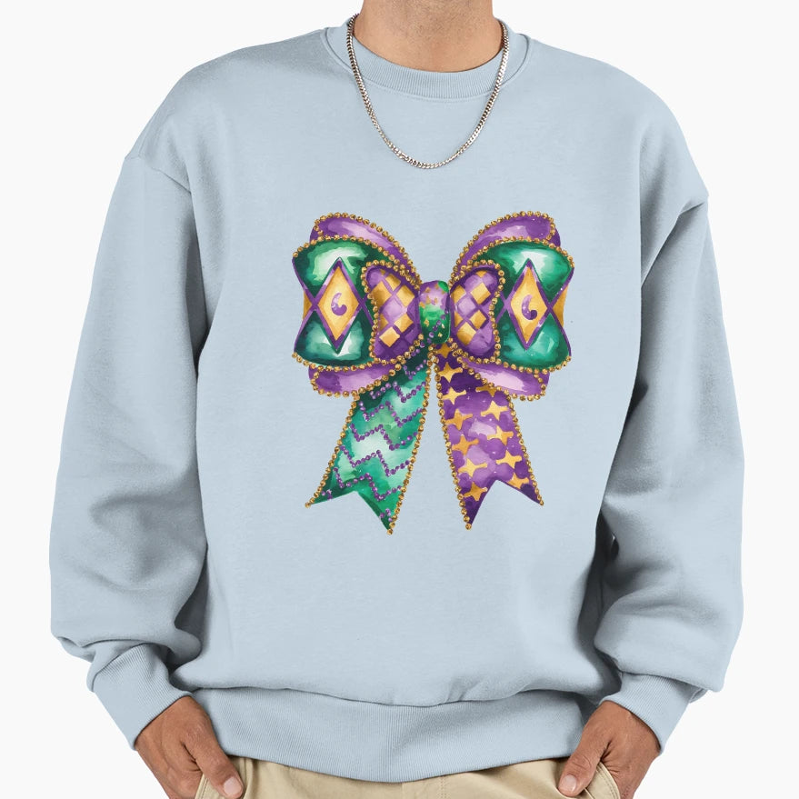 Mardi Gras Bow Fleur De Lis Mardi Sweatshirt - Minimalist Print Men Women - T-Shirt, Sweatshirt, Hoodie