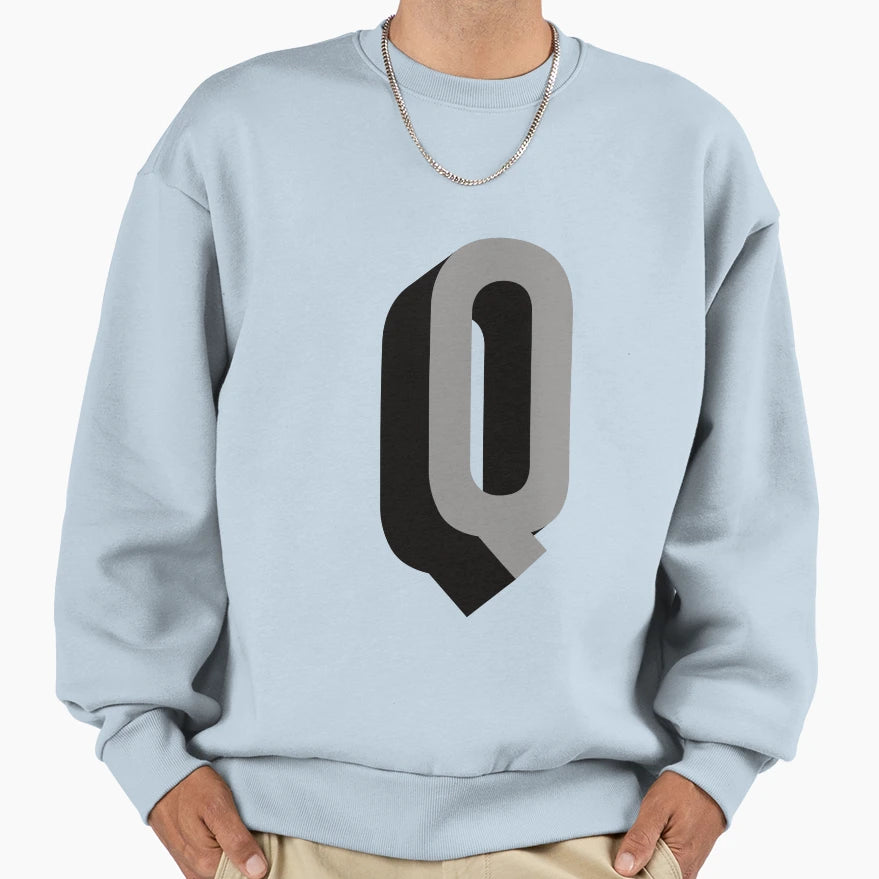 Grey And Black Q Film Noir Monogram Sweatshirt - Novelty Apparel Men Women - T-Shirt, Sweatshirt, Hoodie