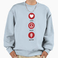 Love Peace United Vertical Red Black Sweatshirt - Graphic Print Men Women - T-Shirt, Sweatshirt, Hoodie