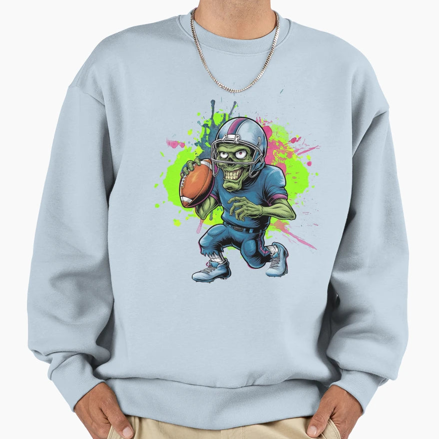 Football Zombie Player Funny Sweatshirt - Custom Art Print Men Women - T-Shirt, Sweatshirt, Hoodie