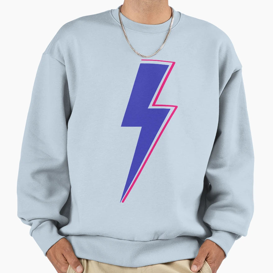 Blue Lighting Bolt Sweatshirt - Trendy Graphic Unisex - T-Shirt, Sweatshirt, Hoodie