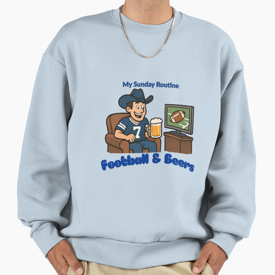 Dallas Cowboys Sunday Routine Football T-Shirt - Unique Graphic for Adults - T-Shirt, Sweatshirt, Hoodie